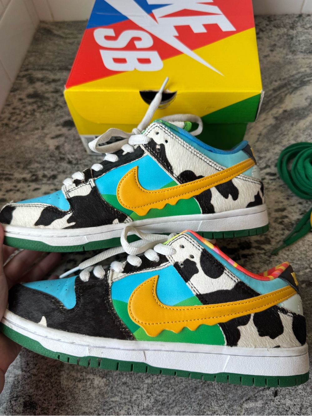 Nike Dunk Low SE - Blue, Yellow, Green & Black Cow Print - Picture 4 of 9